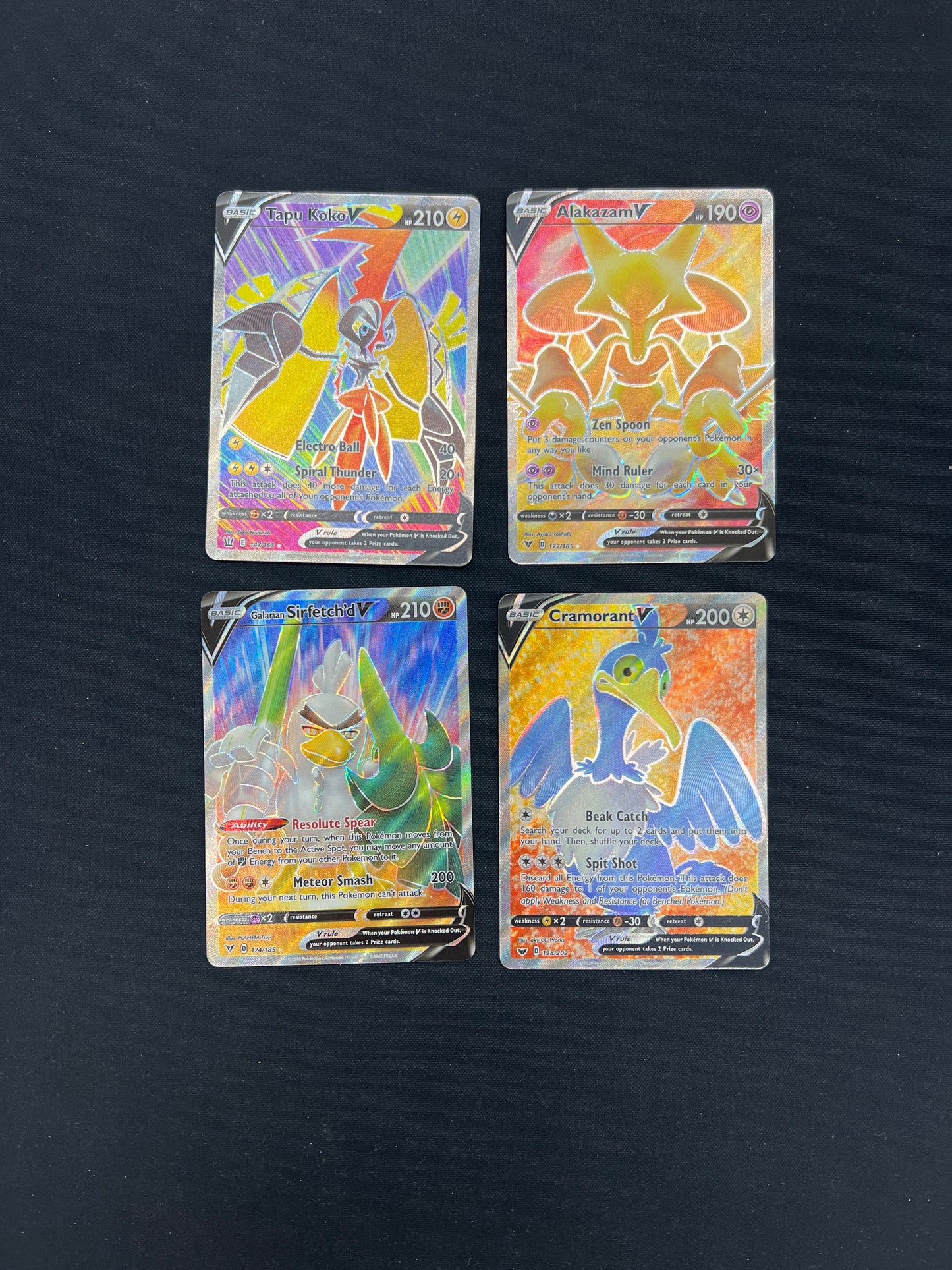 Auction Lot 213: Pokemon Cards Lot of 4 Assorted V Full Art Ultra Rares Conditions Vary