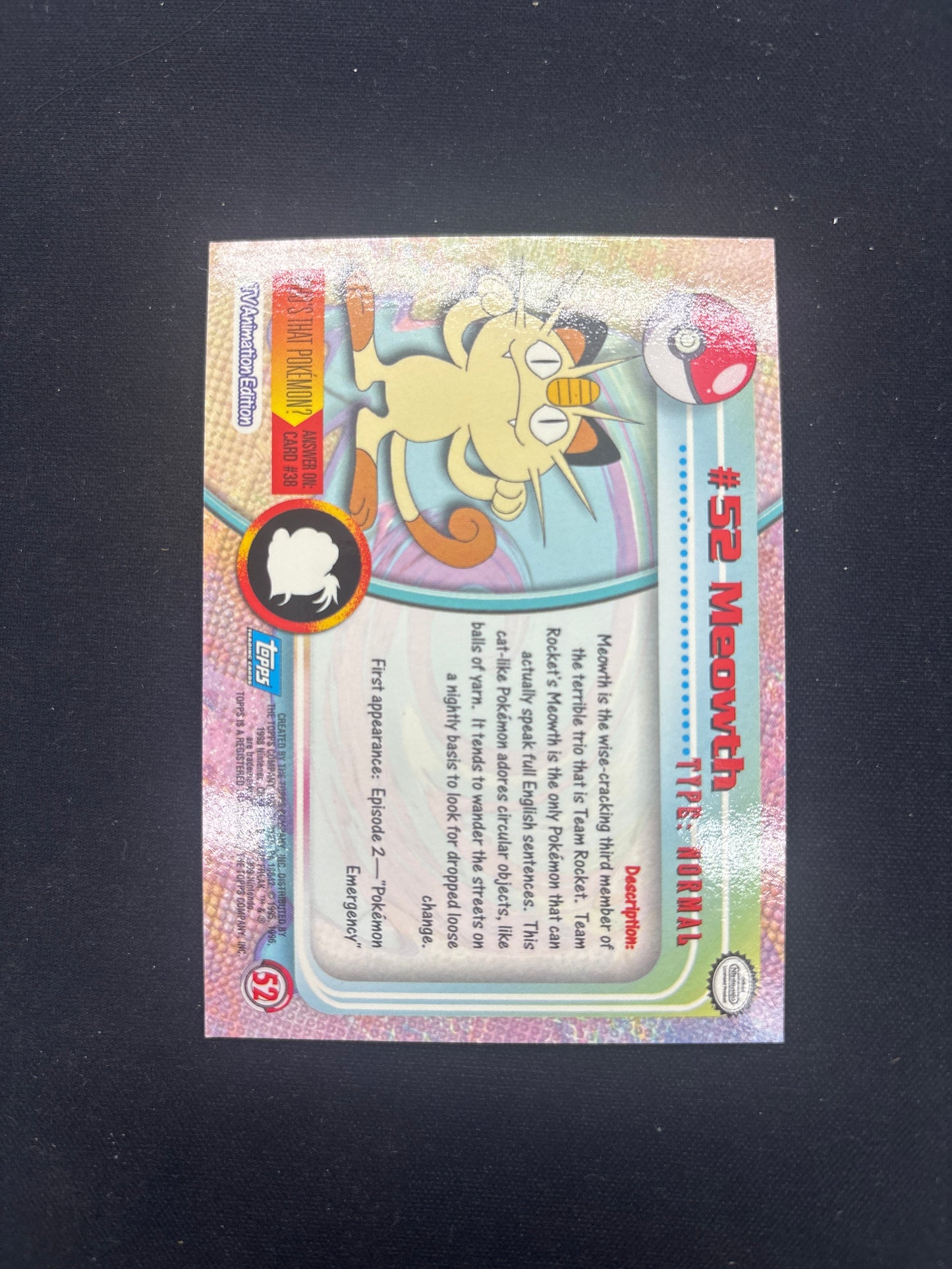 Auction Lot 65: Pokemon Cards Meowth Topps Rainbow Foil Conditions Vary