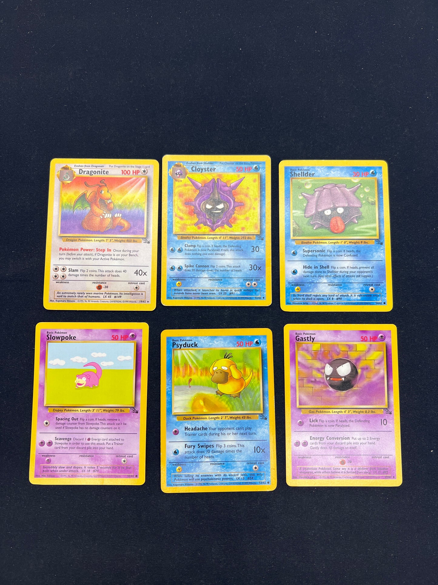 Auction Lot 150: Pokemon Cards Lot of 6 WOTC Fossil Non Holo Rares Commons Uncommons Conditions Vary