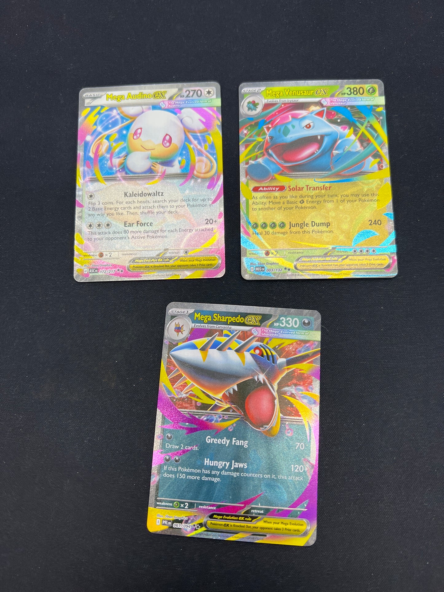 Auction Lot 76: Pokemon Cards Lot of 3 MEG EX Double Rares Conditions Vary