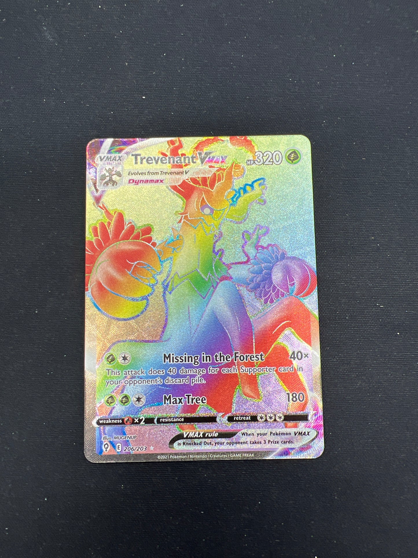 Auction Lot 179: Pokemon Cards Trevenant VMAX Rainbow Evolving Skies Conditions Vary