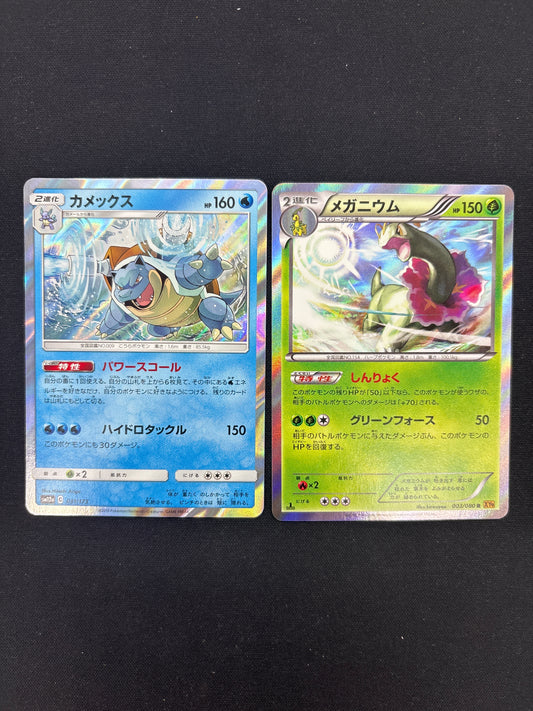 Auction Lot 32: Pokemon Cards Lot of 2 Japanese Blastoise & Meganium Holo Conditions Vary