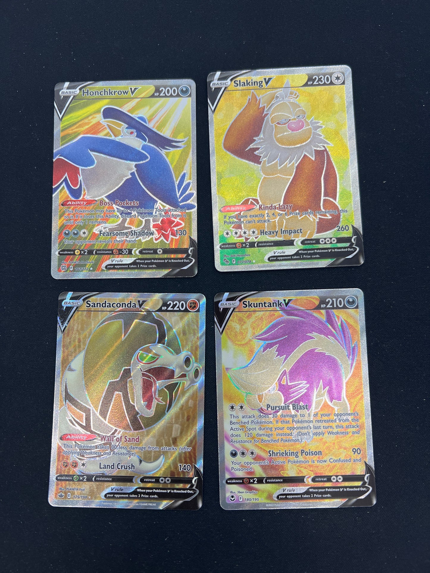 Auction Lot 114: Pokemon Cards Assorted Lot of 4 SWSH Full Art V's Conditions Vary