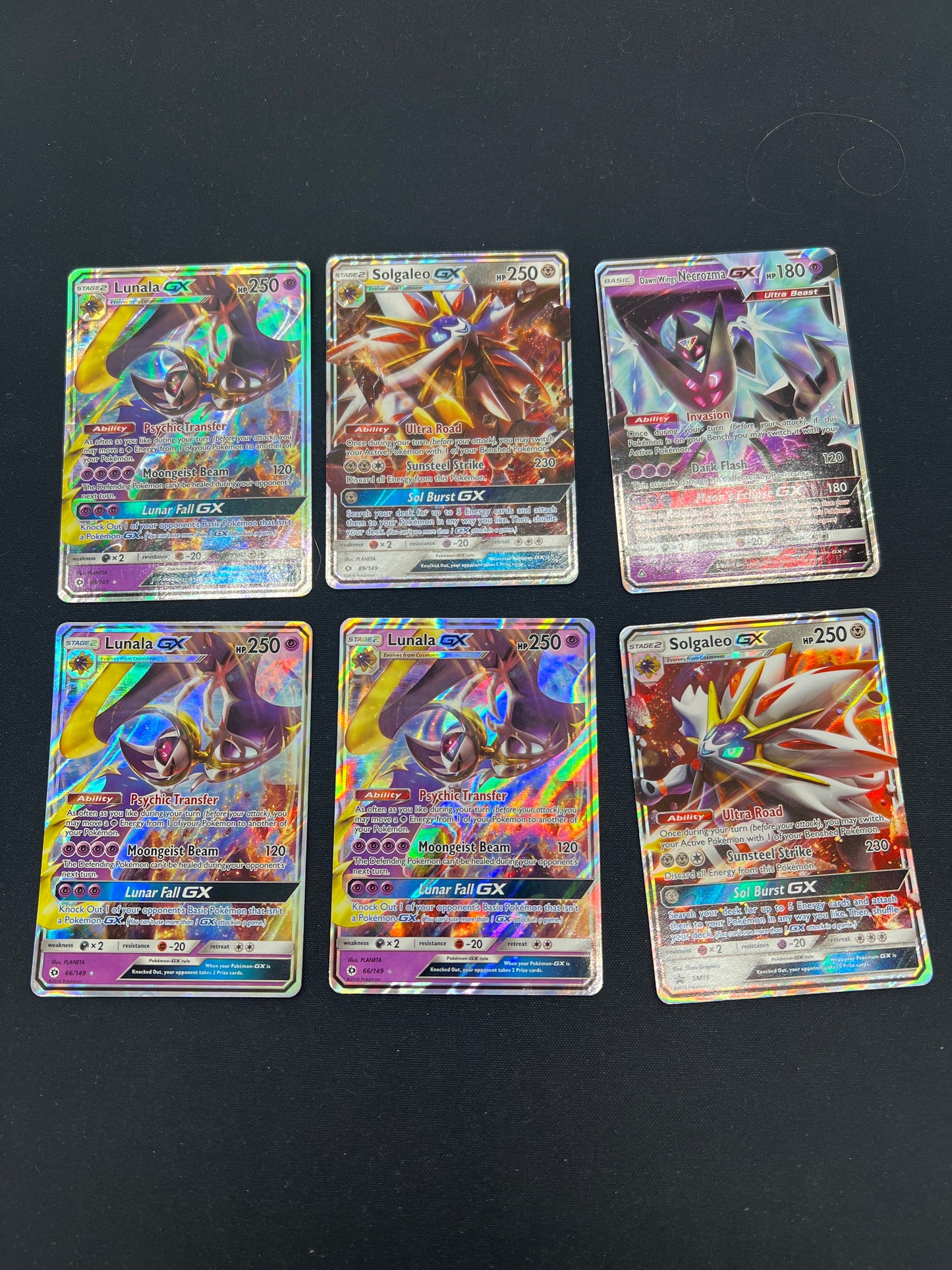Auction Lot 216: Pokemon Cards Assorted Lot of 6 Lunala Solgaleo Necrozma GX Full Art Conditions Vary