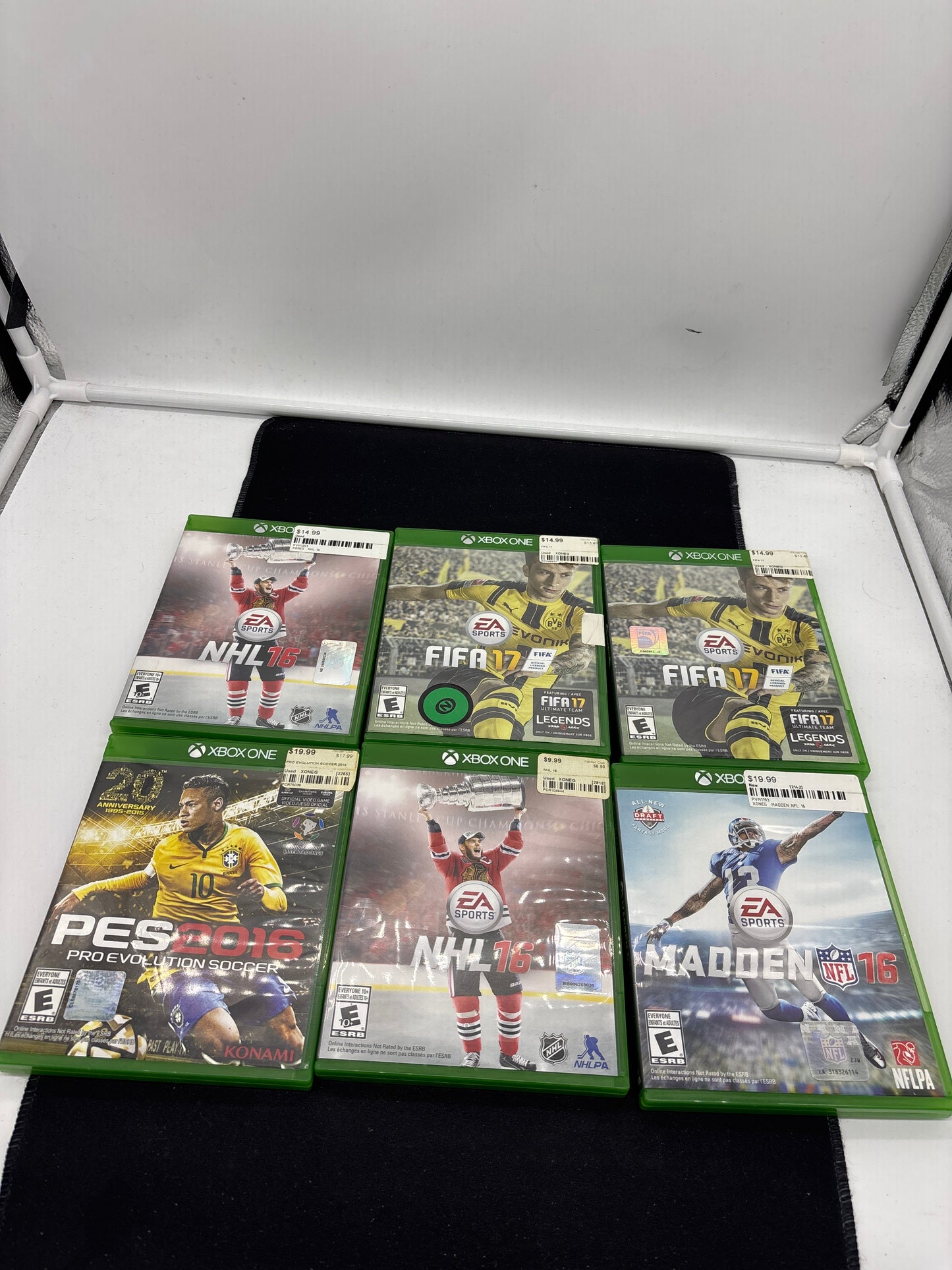 Auction Lot 108: XBOX One Video Game Lot of 6 NHL 16 FIFA 17 Madden 16 PES 2016
