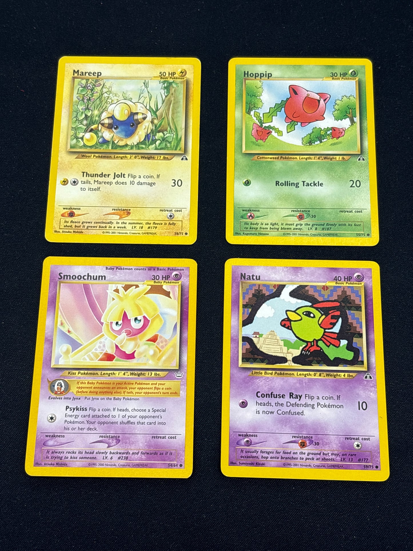Auction Lot 499: Pokemon Cards Lot of 4 Neo Era WOTC Commons Conditions Vary