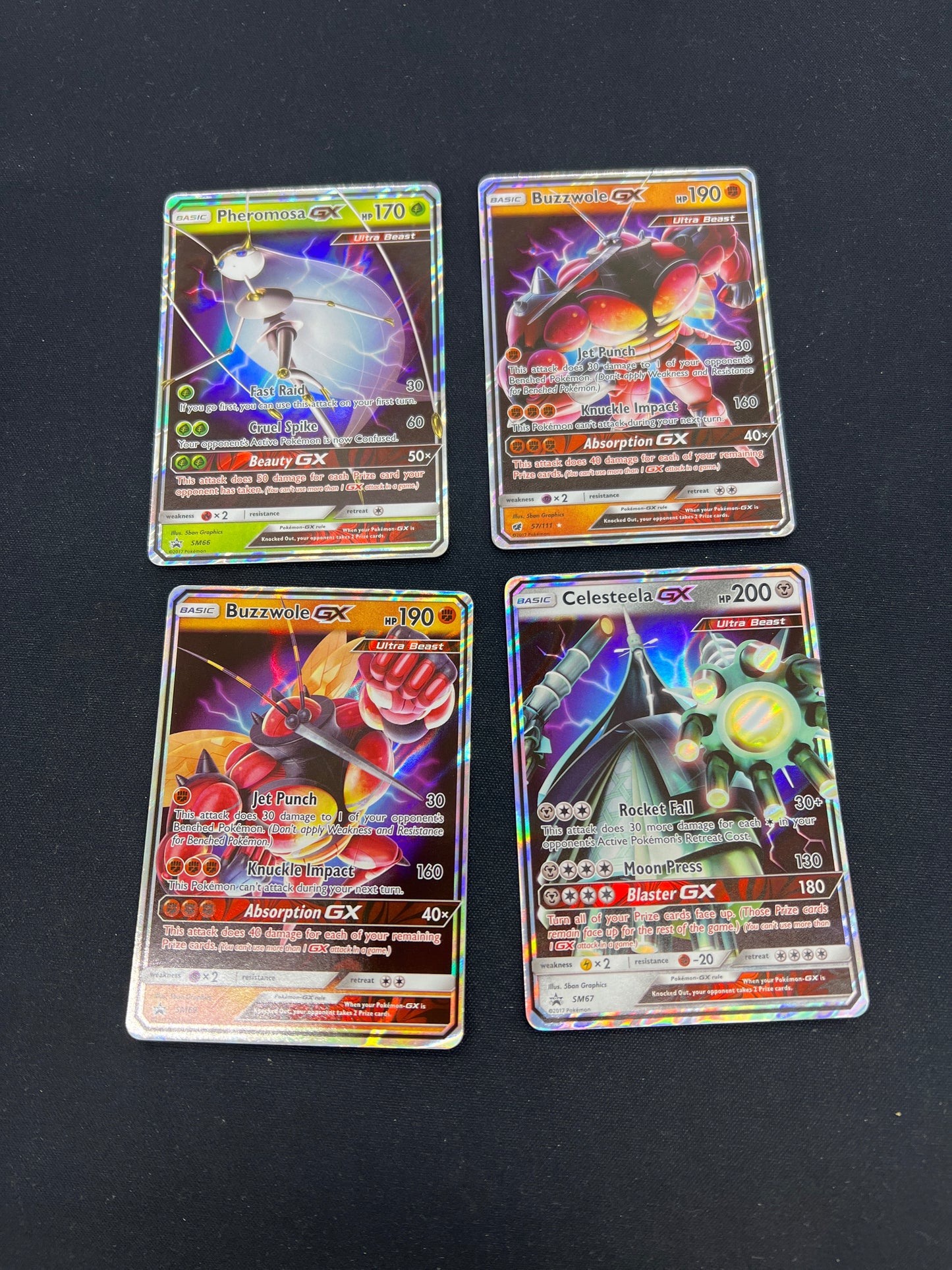 Auction Lot 218: Pokemon Cards Assorted Lot of 4 GX Full Art Ultra Beasts Conditions Vary