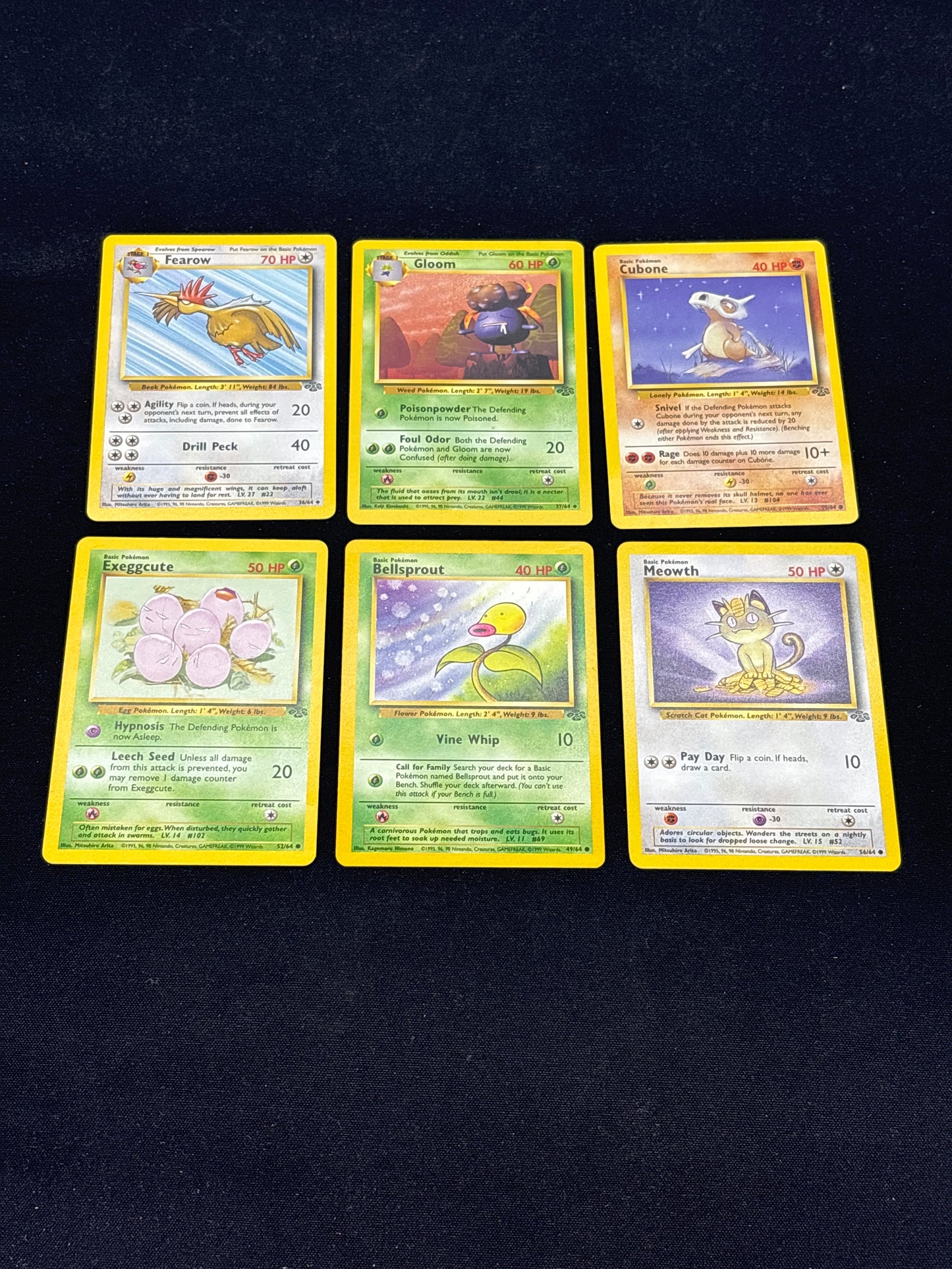 Auction Lot 48: Pokemon Cards Lot of 6 Assorted WOTC Jungle Commons Uncommons Conditions Vary
