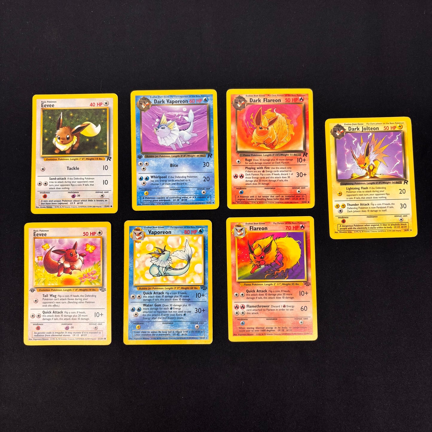 Auction Lot 7: Pokemon Eevelution non holo Card Lot Jungle and Team Rocket WOTC Conditions Vary