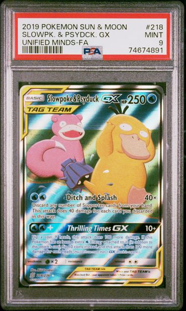 Slowpoke & Psyduck GX PSA 9