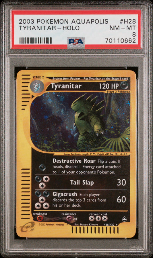 Tyranitar Holo H28 Aquapolis PSA 8