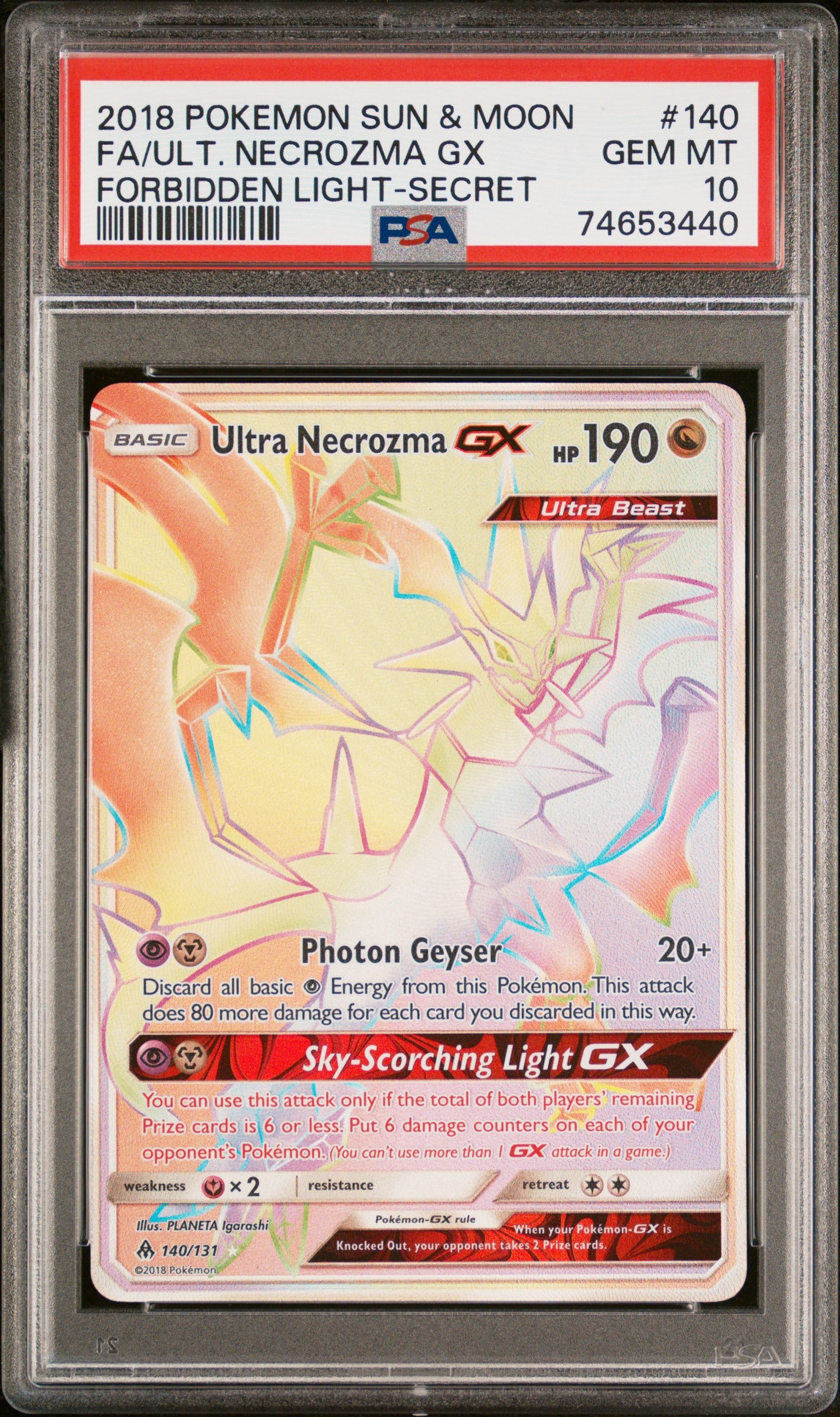 Ultra Necrozma GX Forbidden Light PSA 10