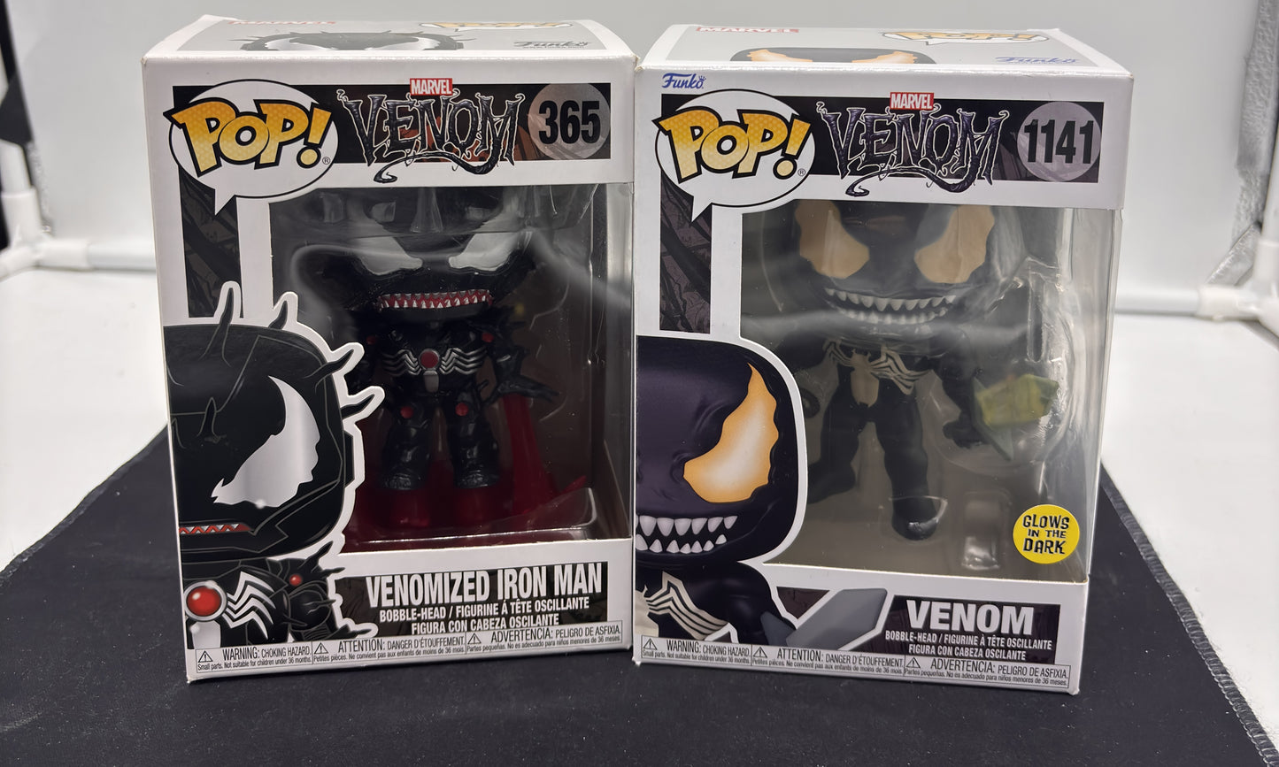 Auction Lot 51: POP Funko Venom Venomized Iron Man and Glow in the Dark Venom 365 1141 Figure