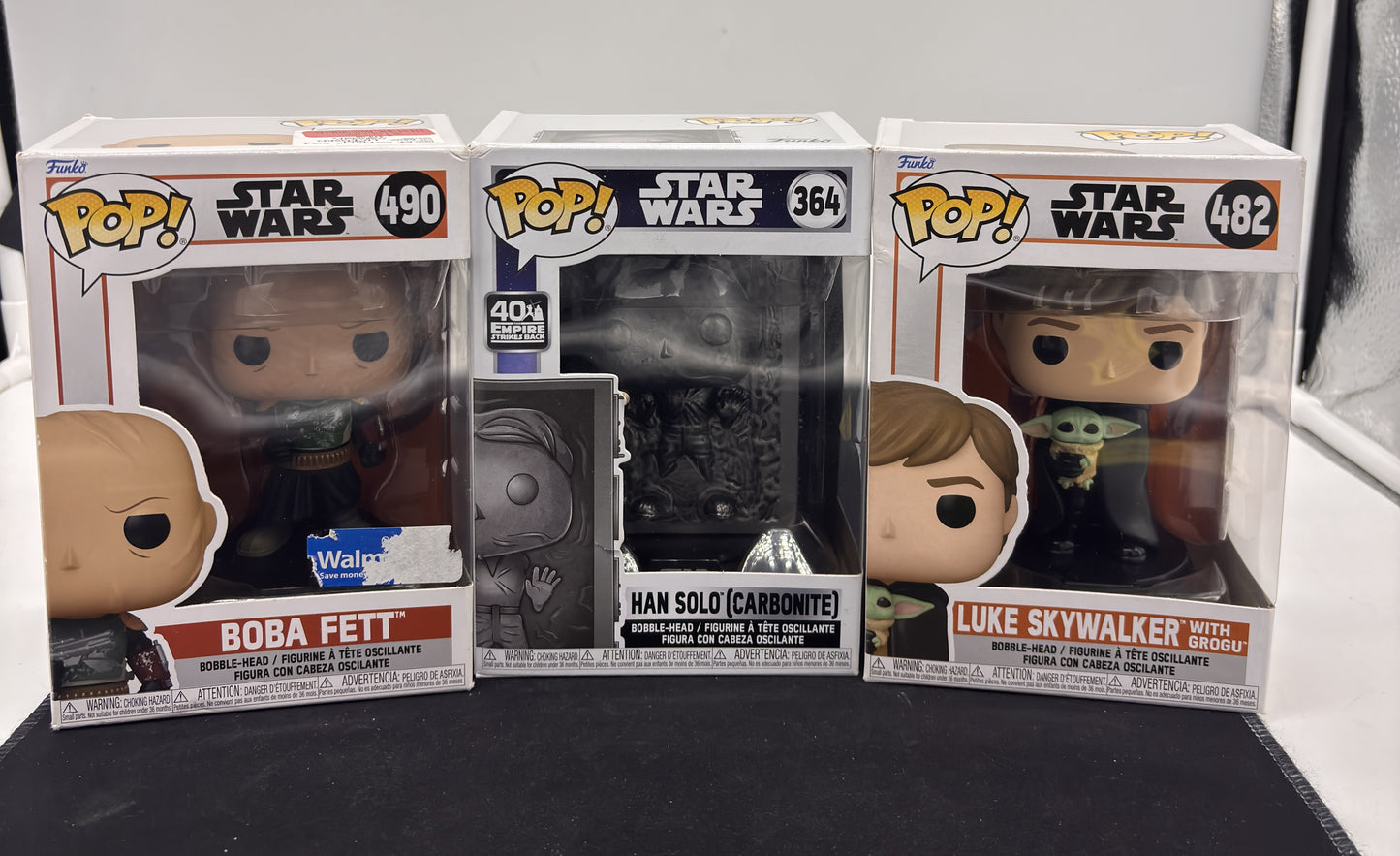 Auction Lot 61: POP Funko Star Wars Boba Fett Luke Skywalker Han Solo 490 364 482 Lot Figures