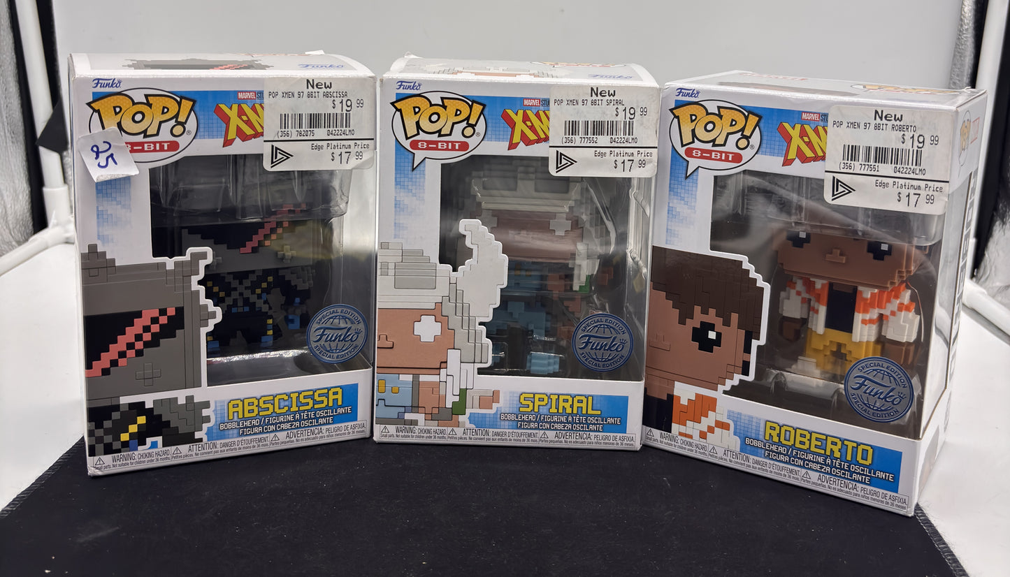 Auction Lot 45: POP Funko X-MMEN 8 Bit Special Edition Abscissa Spiral Roberto Figures