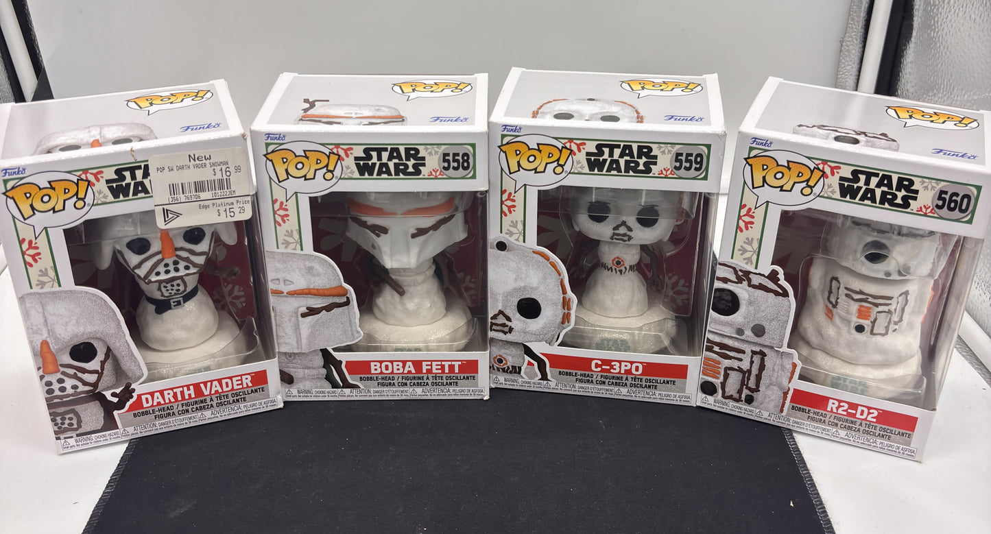 Auction Lot 66: POP Funko Star Wars Lot of 4 Snowman Themed 556 558 559 560 Figures
