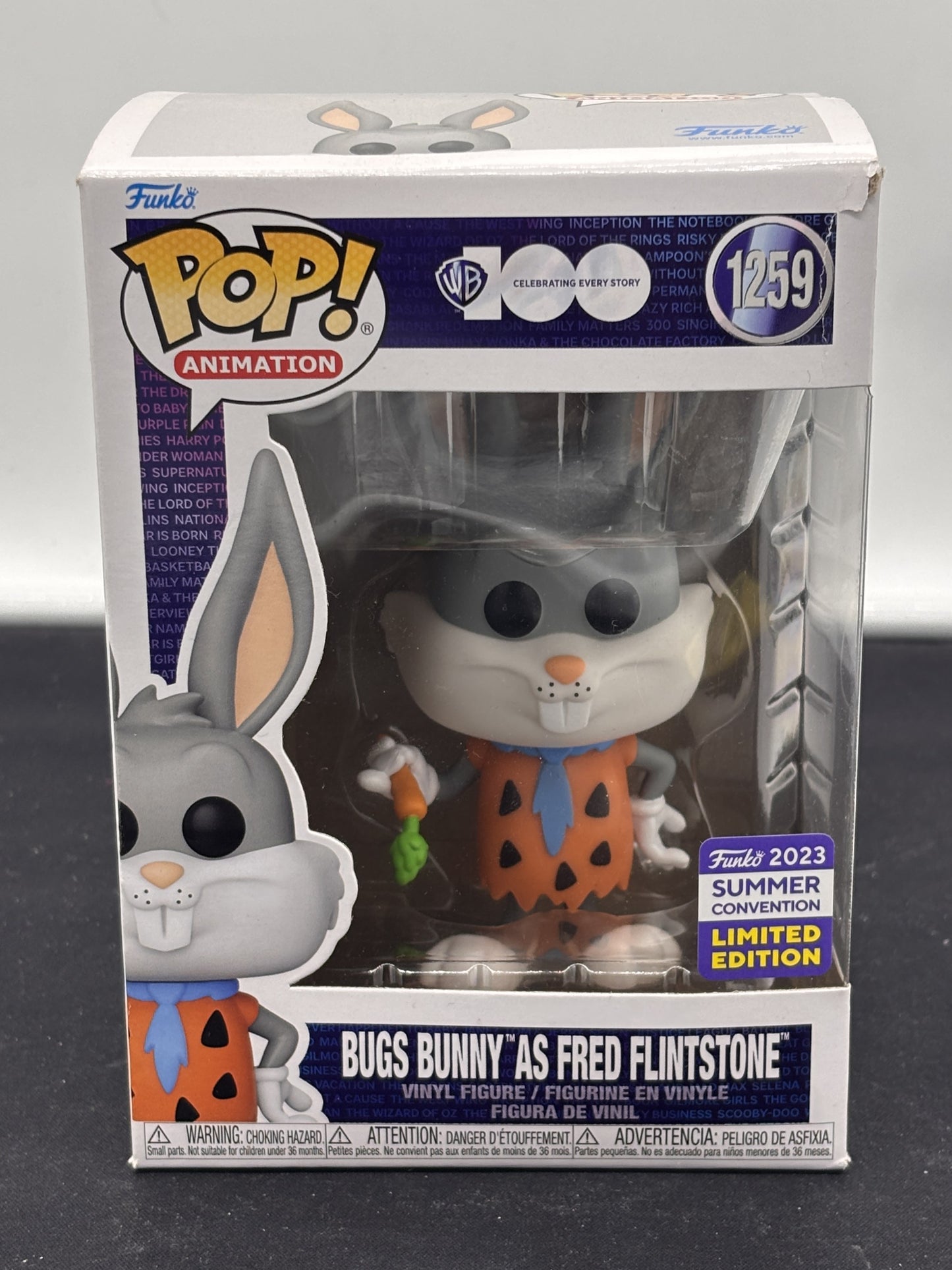 Auction Lot 19: POP Funko Limited Edition WB100 Bugs' Bunny as Fred Flinstone 1259 Figure