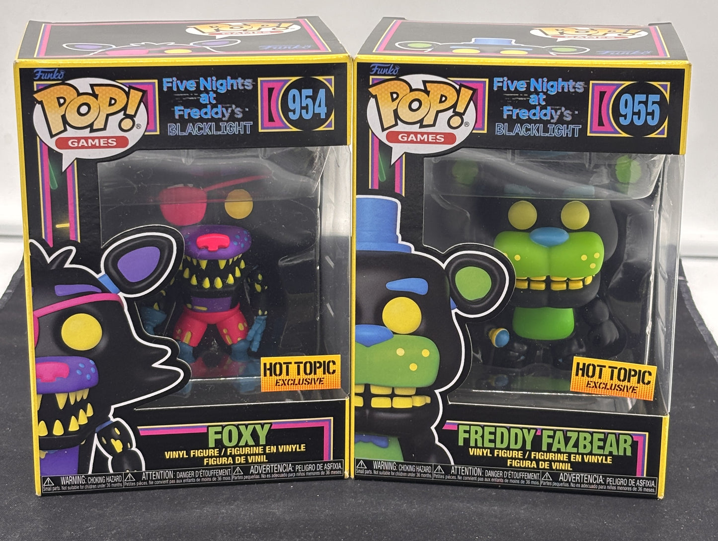 Auction Lot 78: POP Funko FNAF Blacklight 954 955 Foxy Freddy Fazbear Figures