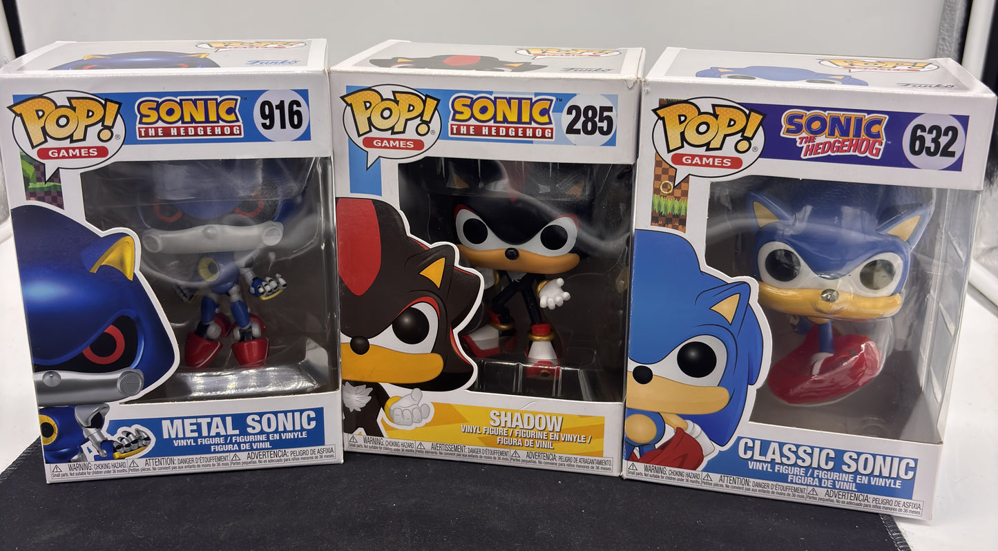 Auction Lot 85: POP Funko Sonic The Hedgehog + Shadow + Metal Sonic 632 285 916 Figures