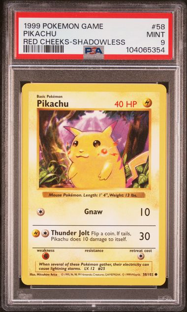 Pikachu Red Cheeks Shadowless Psa 9