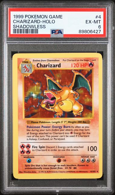 Charizard Base Set Shadowless Holo PSA 6