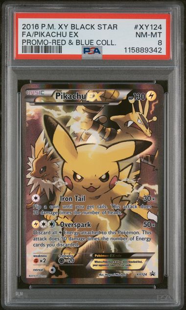 Pikachu EX FA Red & Blue Promo PSA 8
