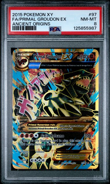 Primal Groudon EX FA PSA 8