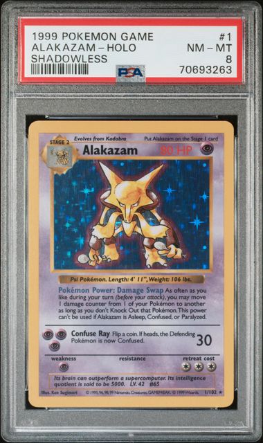 Alakazam Holo Shadowless PSA 8